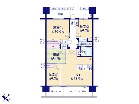 こちらの間取り図で、お部屋の配置や動線をイメージしていただけます。お部屋ごとの広さやレイアウトを参考に、生活のシーンを思い描いてみてください。