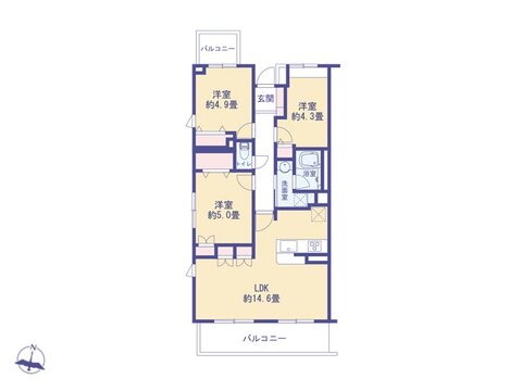 こちらの間取り図で、お部屋の配置や動線をイメージしていただけます。お部屋ごとの広さやレイアウトを参考に、生活のシーンを思い描いてみてください。