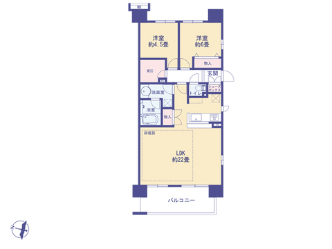こちらの間取り図で、お部屋の配置や動線をイメージしていただけます。お部屋ごとの広さやレイアウトを参考に、生活のシーンを思い描いてみてください。