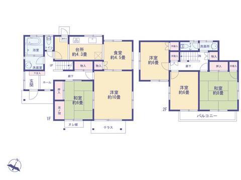 こちらの間取り図で、お部屋の配置や動線をイメージしていただけます。お部屋ごとの広さやレイアウトを参考に、生活のシーンを思い描いてみてください。