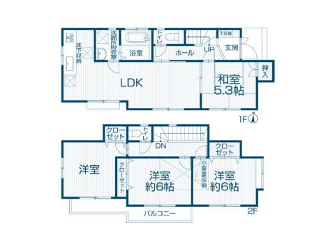 こちらの間取り図で、お部屋の配置や動線をイメージしていただけます。お部屋ごとの広さやレイアウトを参考に、生活のシーンを思い描いてみてください。