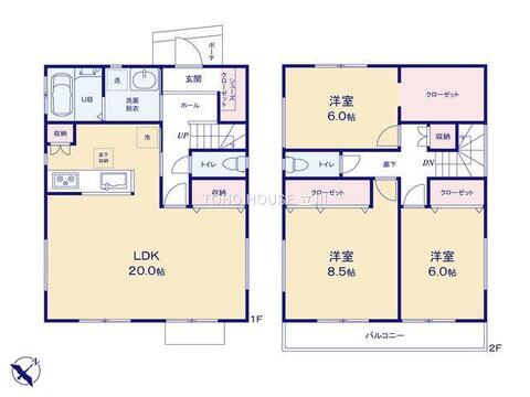大容量収納と20帖の広々LDKが魅力の3LDK。全室6帖以上・2面採光で快適に過ごせる邸宅。