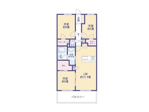 全居室収納・押入付きで収納充実。会話の弾む対面カウンターキッチンを備えた使いやすい3LDK。