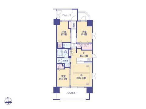 こちらの間取り図で、お部屋の配置や動線をイメージしていただけます。お部屋ごとの広さやレイアウトを参考に、生活のシーンを思い描いてみてください。
