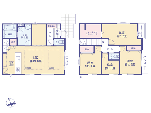 こちらの間取り図で、お部屋の配置や動線をイメージしていただけます。お部屋ごとの広さやレイアウトを参考に、生活のシーンを思い描いてみてください。