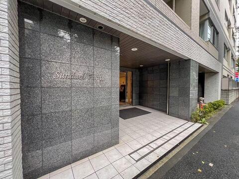 重厚感のある御影石張りのアプローチ。段差がなく、ベビーカーの移動もスムーズです。