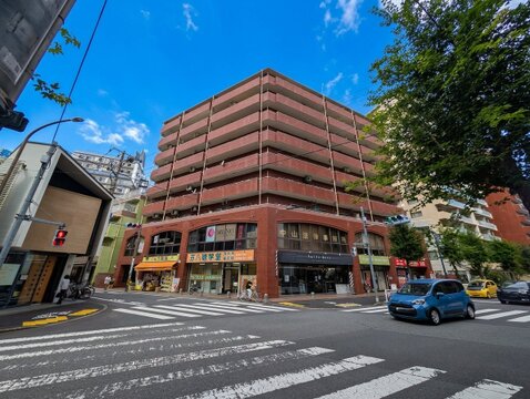 重厚感溢れるレンガ調の外観が魅力的なマンションです。