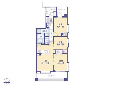 こちらの間取り図で、お部屋の配置や動線をイメージしていただけます。お部屋ごとの広さやレイアウトを参考に、生活のシーンを思い描いてみてください。