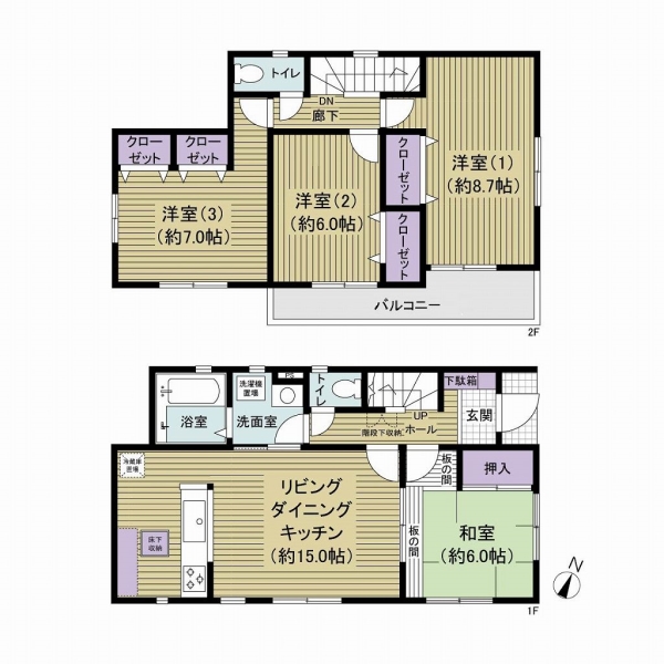 土地面積132.62㎡・延べ面積99.78㎡・4LDKの間取り