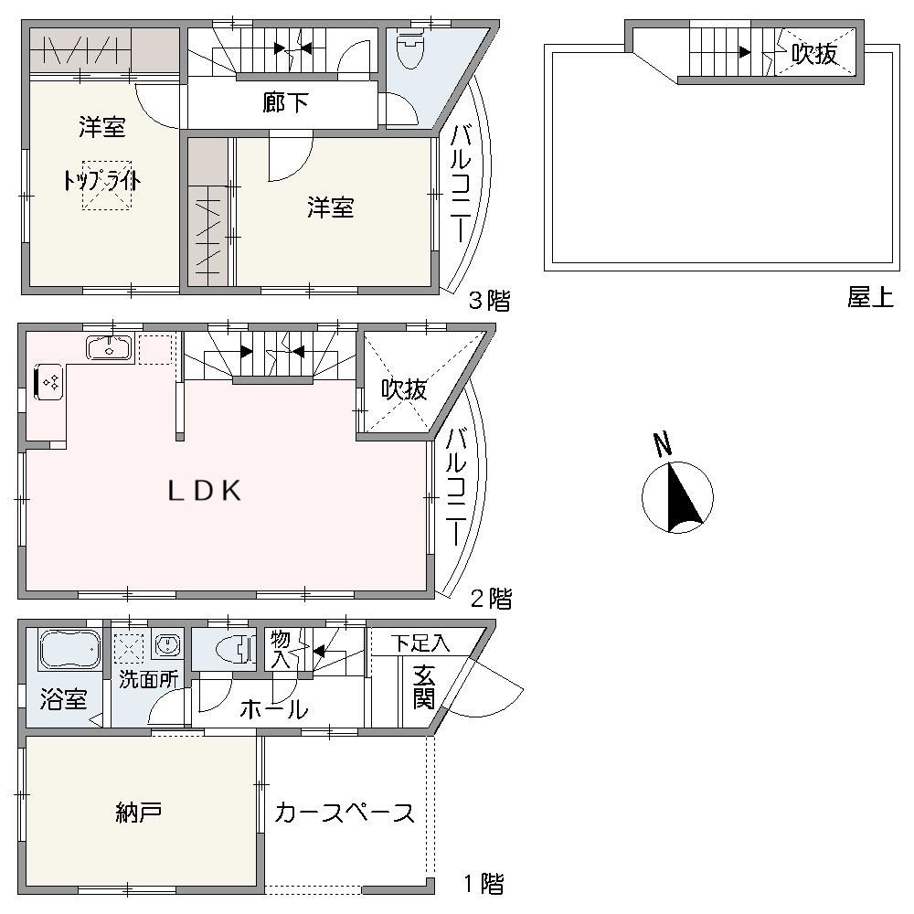 コンクリートブロック造3階建て