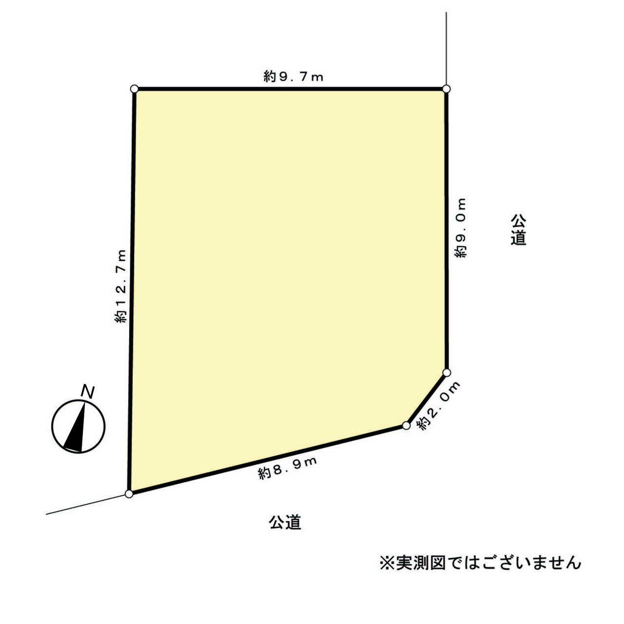 【区画図】南東角地で、明るい陽光の差し込む住まいです。大通りにも出やすい住宅街に位置しています。実際の陽当りや周辺環境など、ぜひ現地でご確認ください。