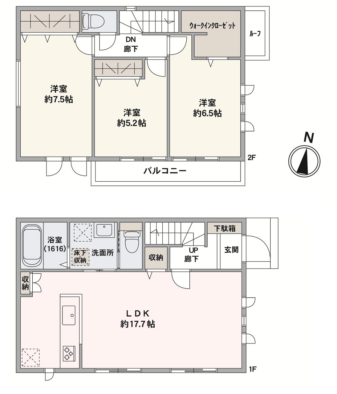 全居室南向き3LDKの住まいです。LDKはゆとりの約17.7帖。水回りが集約され、家事動線がスムーズな設計です。全居室収納付き！WICなど、ご家族に嬉しい豊富な収納が魅力です。