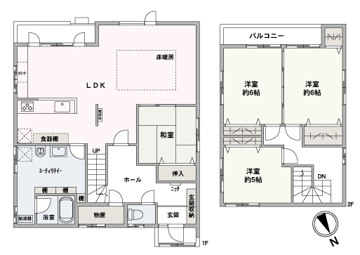 4LDK、南西向き。2015年に間取変更を含む内装をリフォーム済み。収納が多い綺麗な住宅です。