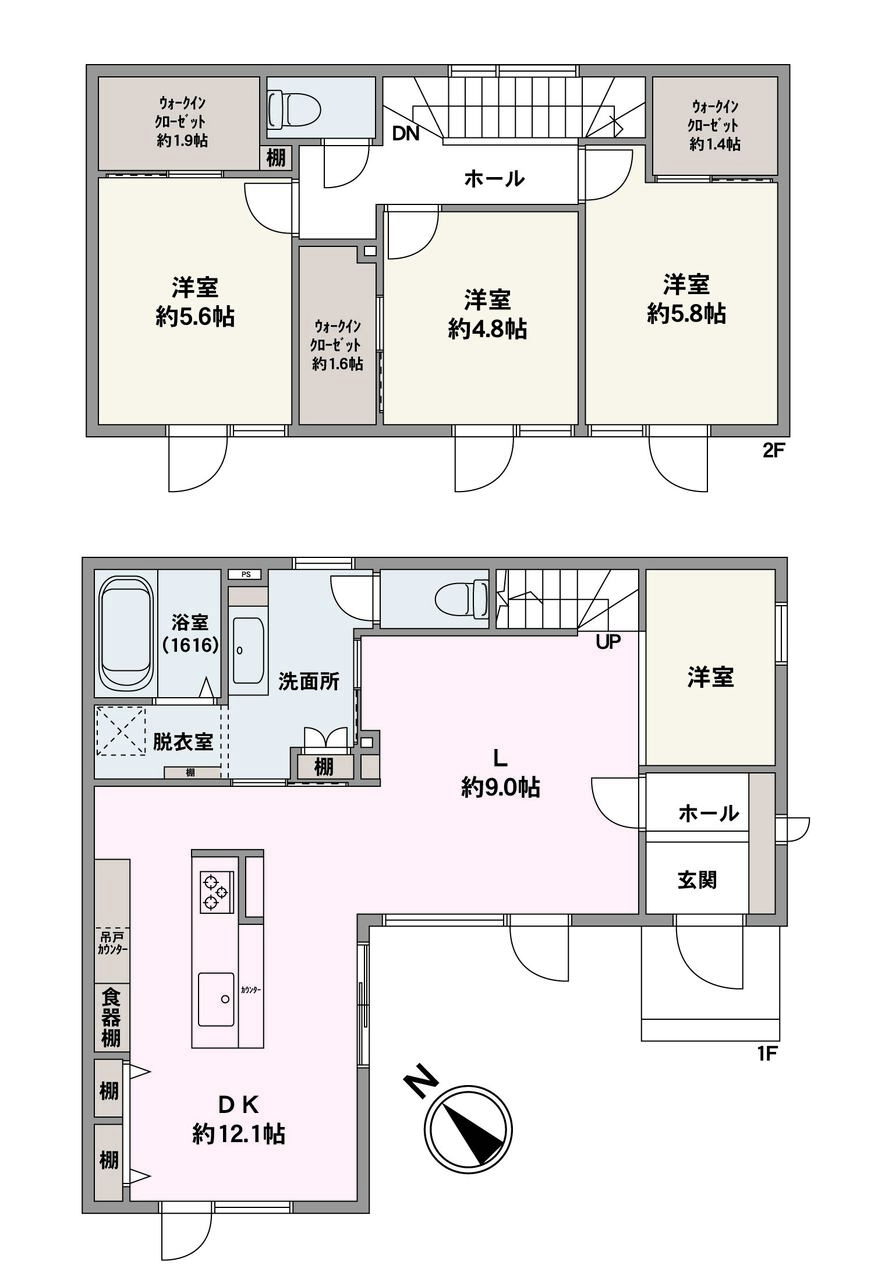 収納が豊富に設置されているため、室内をすっきりと見せることが可能です。