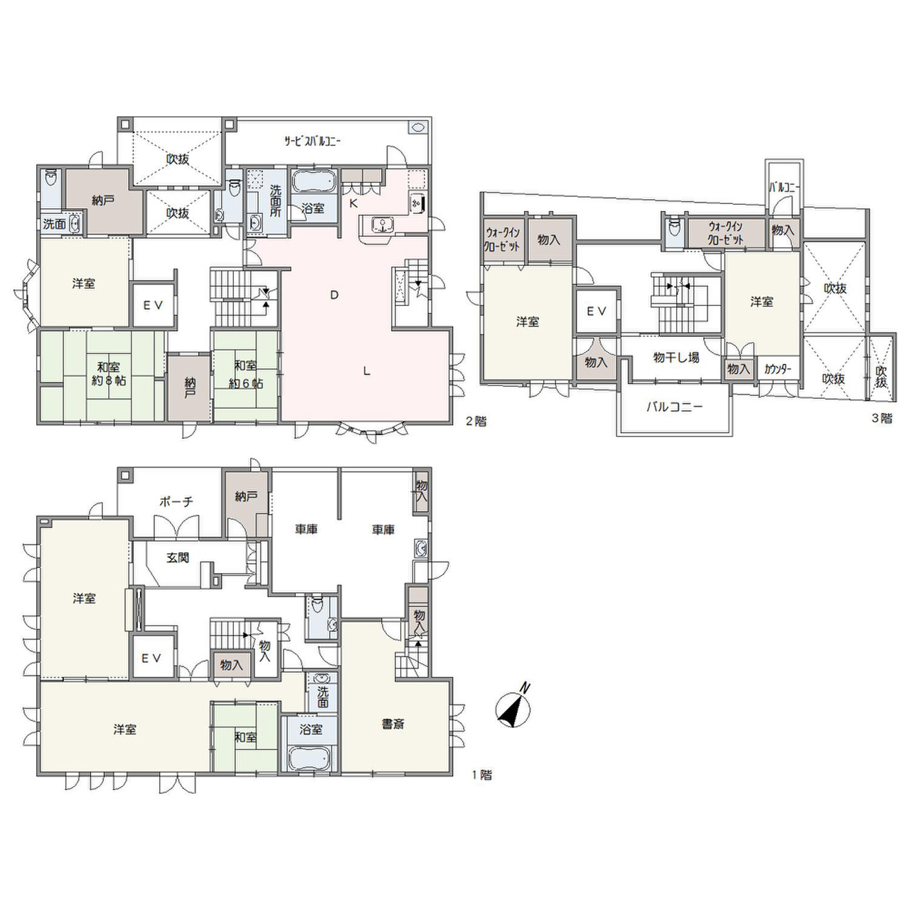 吹抜けが採用された明るく開放的な住まい。上下階への移動がスムーズな室内エレベーターが設置されています。お車2台分のシャッター付きの車庫あり(車種による)。