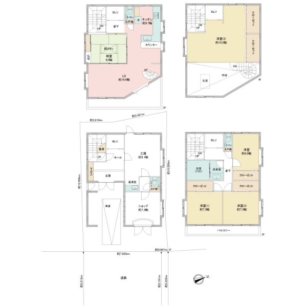 4階建　５LDKの間取り