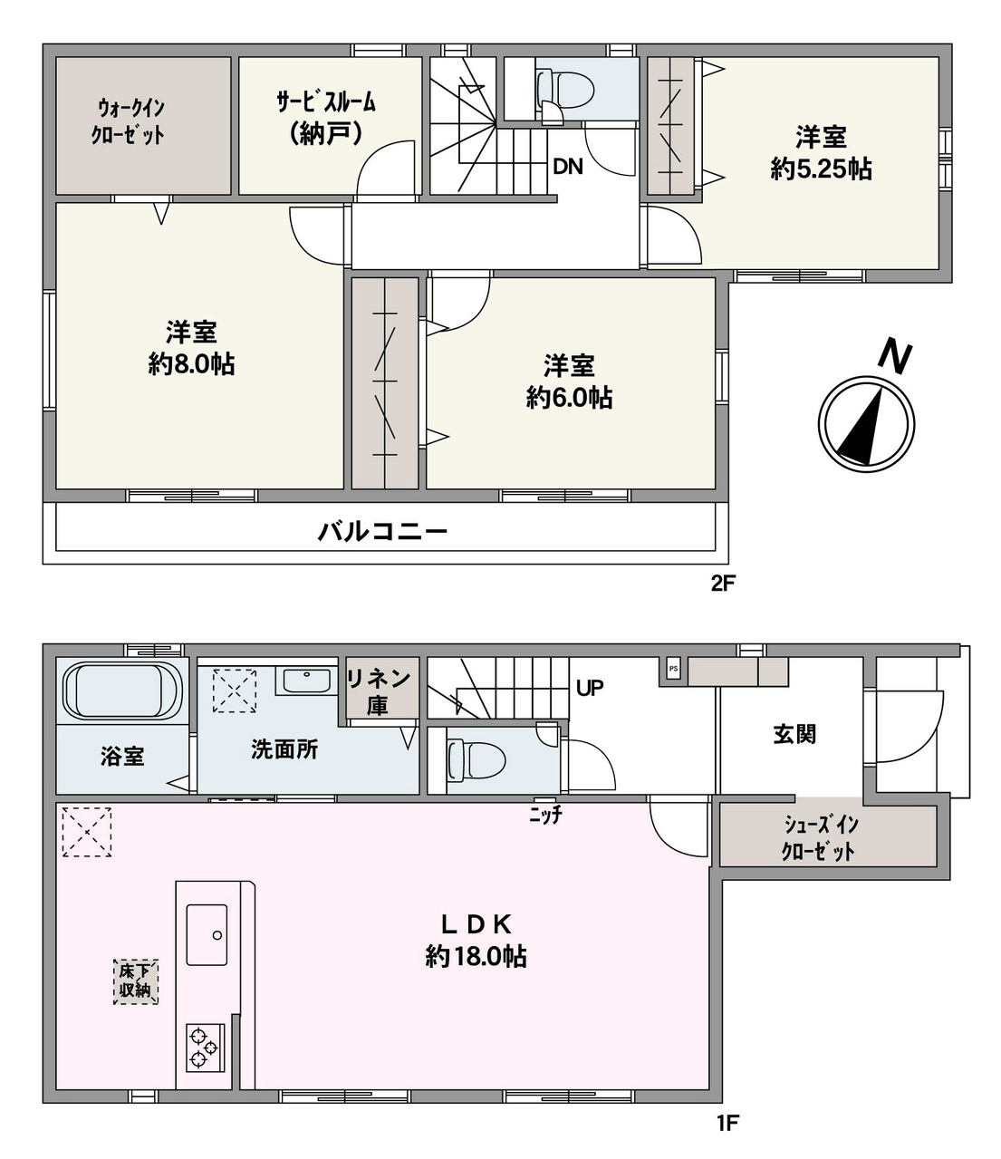 各洋室にクローゼットが備わっているので、住空間をすっきりと保てます。対面式キッチンが採用されていますので、ご家族のコミュニケーションが自然と増えそうです。