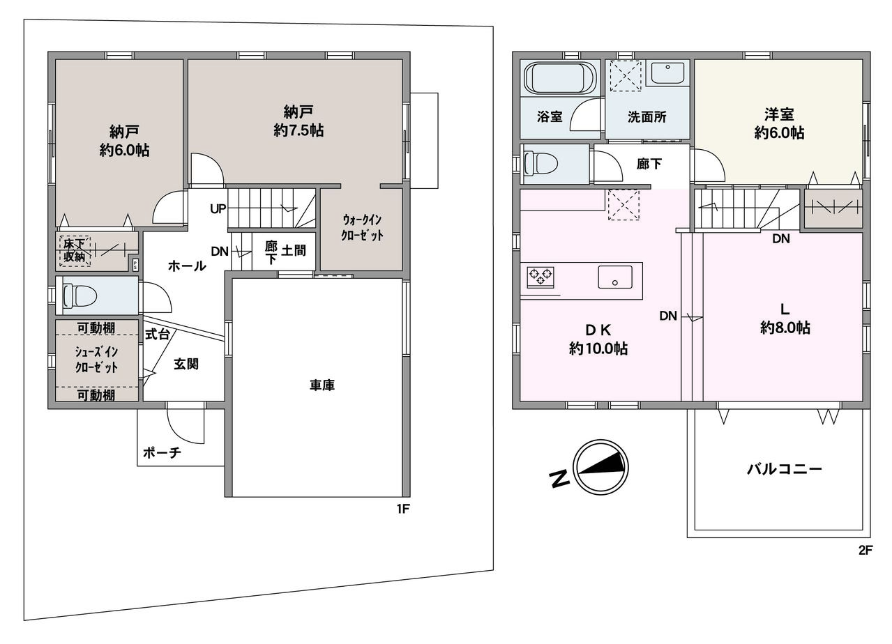 1LDK+2Nの中古一戸建て。18帖のLDKは、3面採光で、明るく開放的な空間。WIC、SICなど、ご家族に嬉しい豊富な収納が魅力です◎