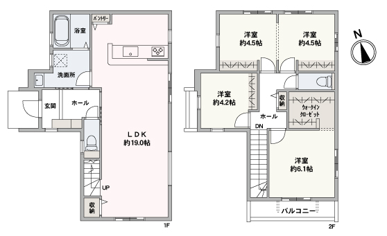木造2階建、4LDKの新築戸建です。
