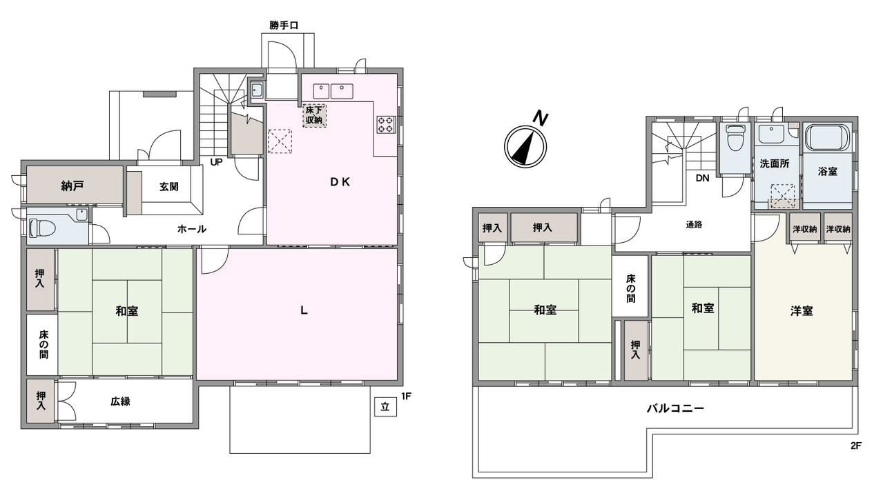 【間取り図/古家】1987年3月築、建築146.14㎡。洋室1室と和室3室が設けられた「4LDK+S」。南東向きのバルコニーが備わった、明るく風通しの良い設計。豊富な収納が設けられています。