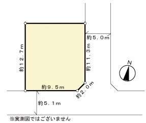 。整形地のため、敷地全体を有効に活用し、さまざまなプランをご検討いただけます。