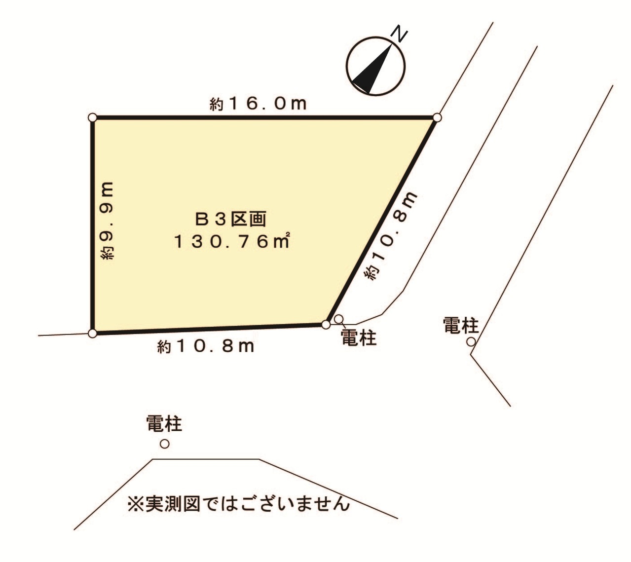 【区画図】ご家族の夢が広がる「建築条件なし」売土地。お好きなハウスメーカーや工務店で建築可能です。採光を確保しやすい南東側接道。間口にゆとりがあり、駐車スペースを検討しやすい区画形状も魅力です。