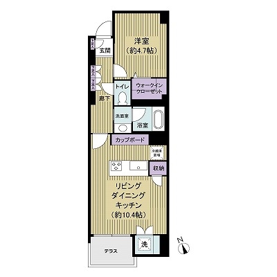 間取り1LDK、専有面積39.13㎡