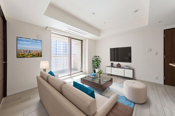 LD約9.7帖◎実際の写真を基にCGで家具・その他のイメージを配置。家具等は価格に含まず。現況引渡