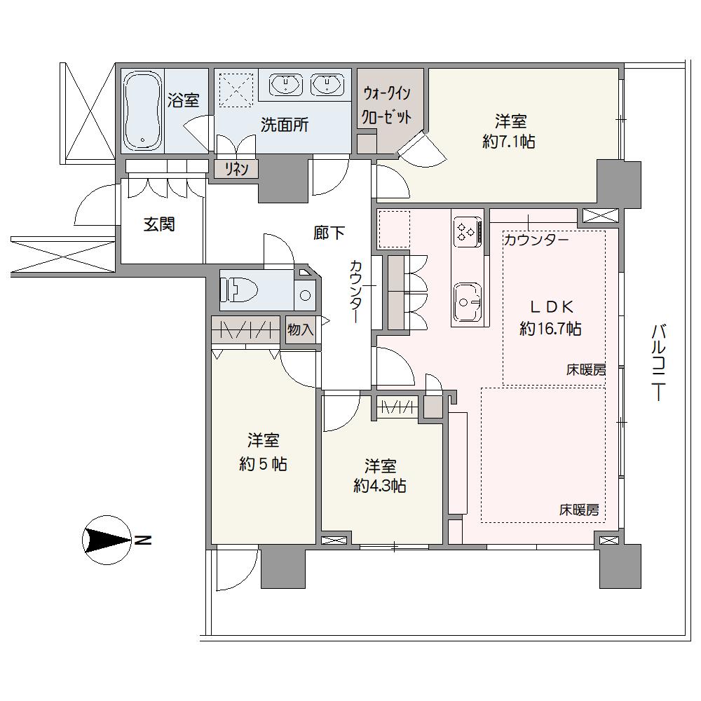 最上階の28階部分、東×北向きの2面引き廻しバルコニー付き「3LDK」の住まい。陽当たり・通風・眺望良好です。2026年4月に内装リフォーム済みのため、新生活を気持ち良くスタートすることができます。