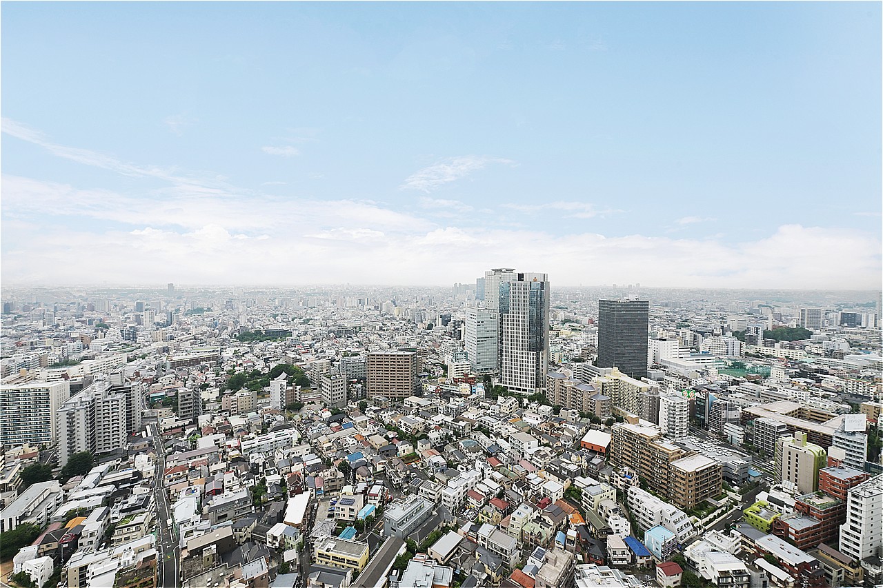 高層階ならではの景色が広がっています。都会と青空の雄大さを同時に感じることができる贅沢な眺望です。※眺望は将来にわたって保証するものではありません。