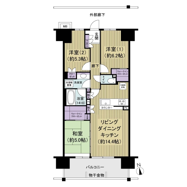 8階部分眺望、日当たり良好住戸