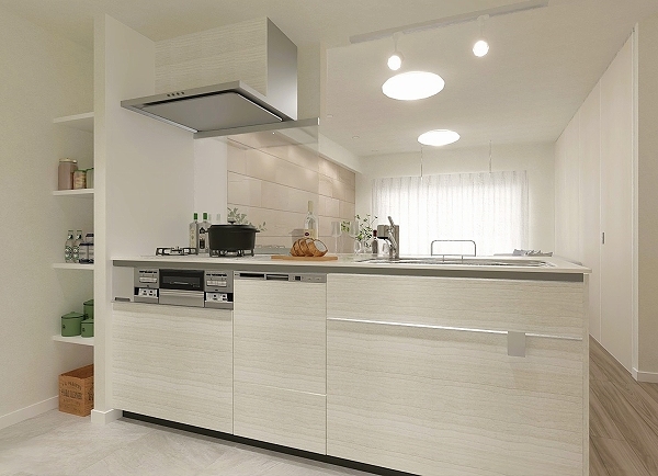 使いやすさを考えた、食料棚付きシステムキッチン※写真はイメージです