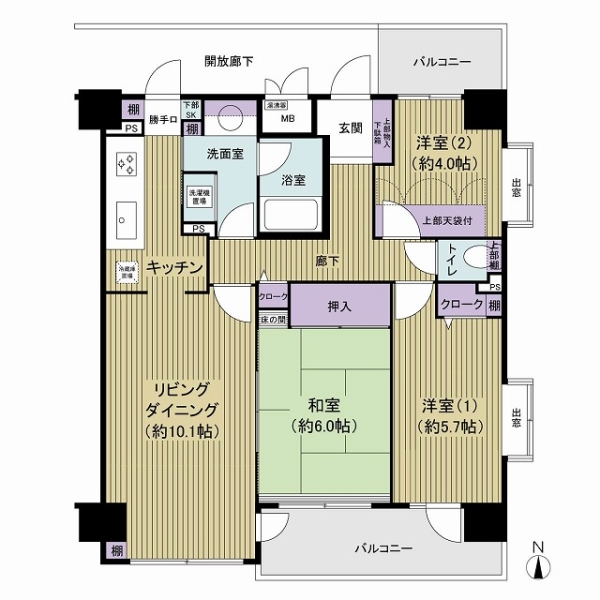 3LDK、68.98㎡の間取り