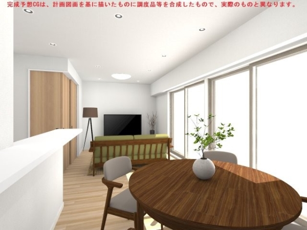 横長のため、お部屋の奥まで陽が入ります