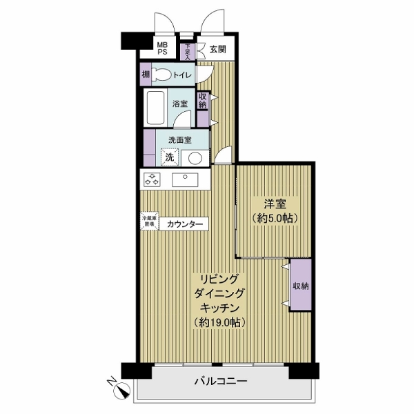 1LDK、専有面積55.50㎡、バルコニー面積8.40m2