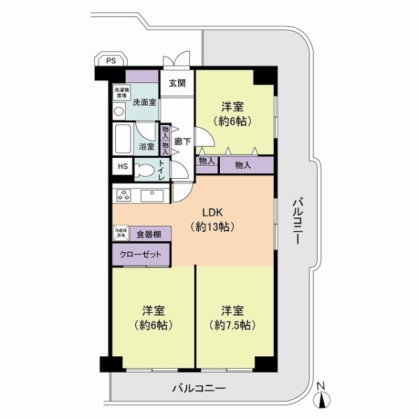 南・東向き角部屋です