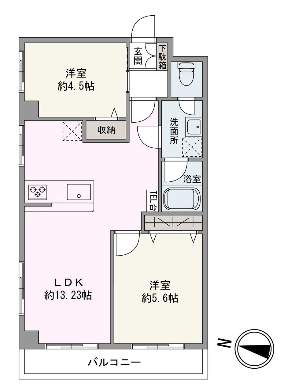 9階建の2階部分、西・北の角部屋で、通風・採光が確保しやすい住まい。内装・水回りリフォーム済みのきれいな住戸で新生活をスタートできます。