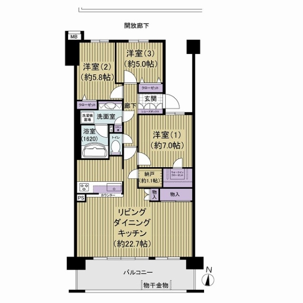 3階、南向き、3LDK、90.36㎡