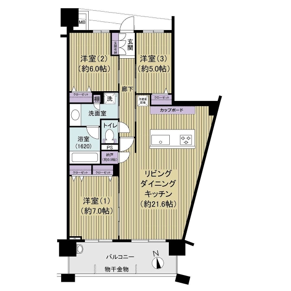３ＬＤＫ、専有面積８８平米、南向き、室内リフォーム予定のお部屋