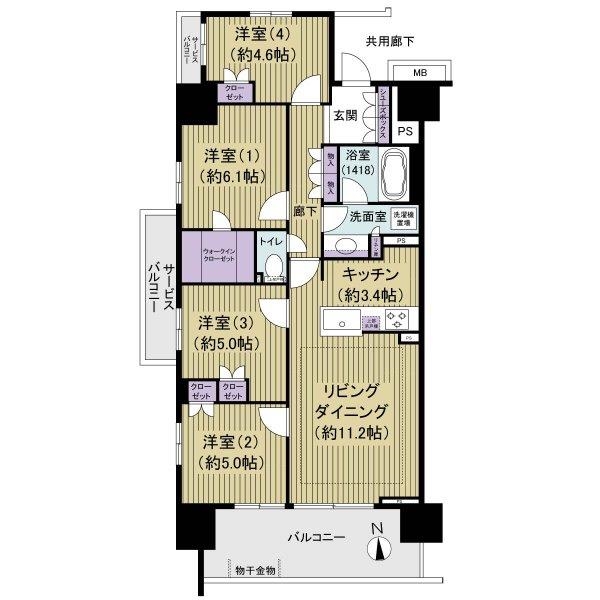 9階部分、角部屋住戸