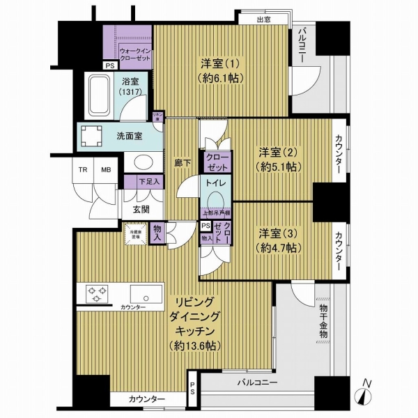 全居室収納つき、独立性の高い３LDK