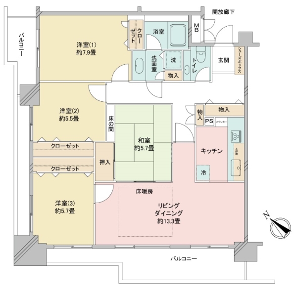 専有面積95.86㎡・4LDK