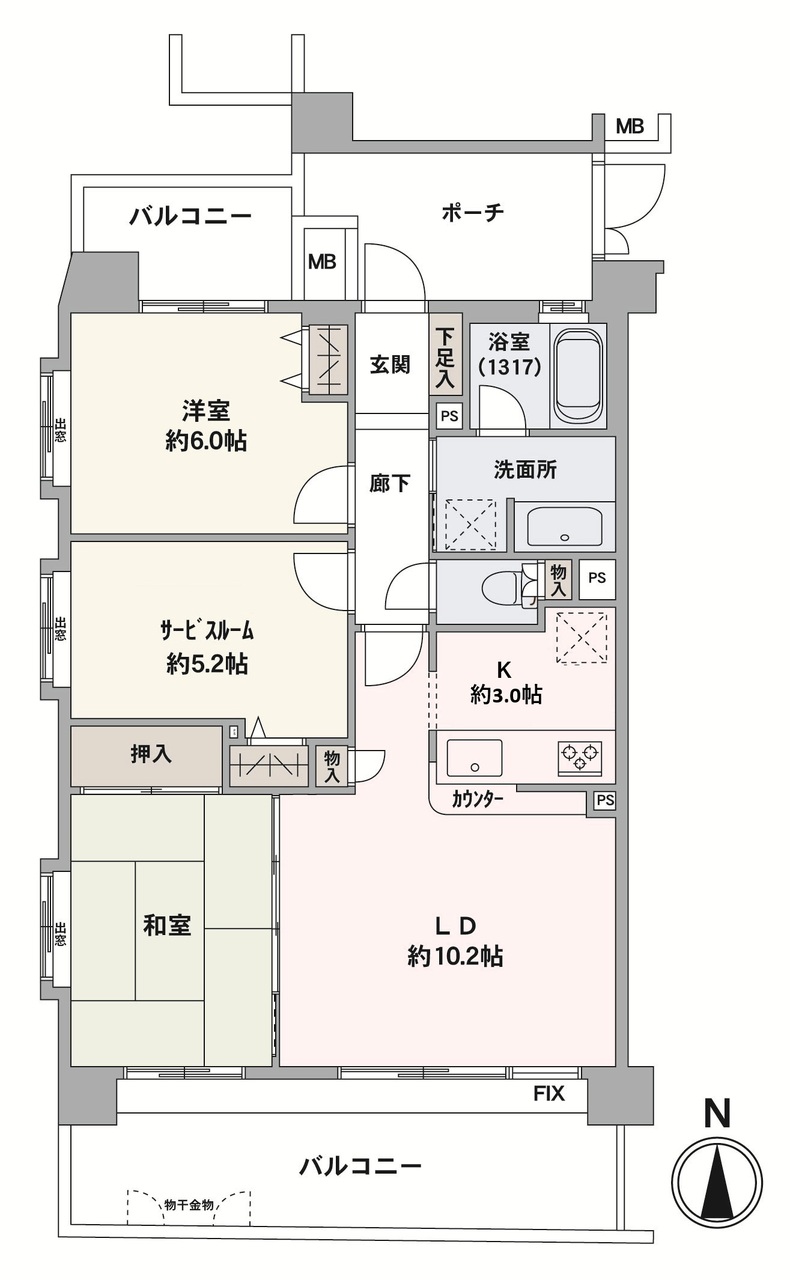 5階部分の角住戸！開放的で風通しの良い室内。全居室に収納スペースがあるため、お子様の成長とともに増える荷物もすっきりと片付きそうです。