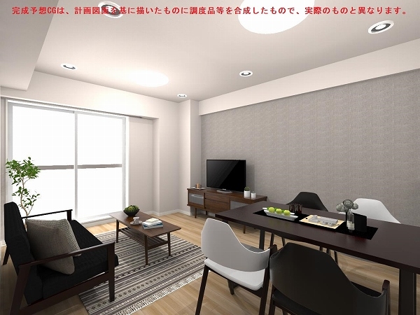 家具の配置がしやすい約１３．２帖のリビングダイニングキッチン