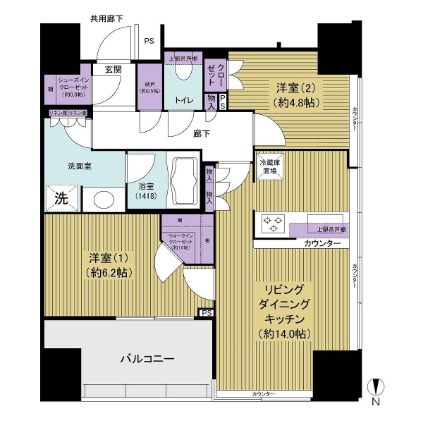 角部屋で採光良好