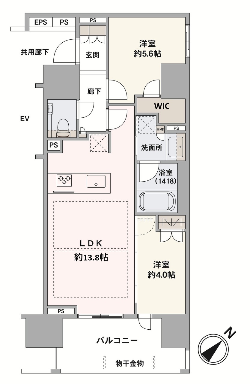 水回りが集約された、家事動線がスムーズな間取り設計です。キッチンはご家族とのコミュニケーションが深まる対面式。LDKに隣接する約4帖洋室の扉を開放すれば、広々と一体利用も可能です。