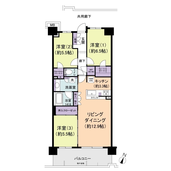 ７６．０７㎡・３LDKタイプ・南東向き