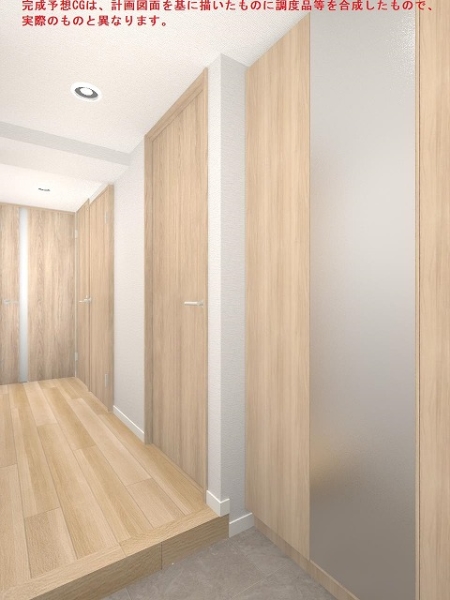 下駄箱収納には全身鏡付き