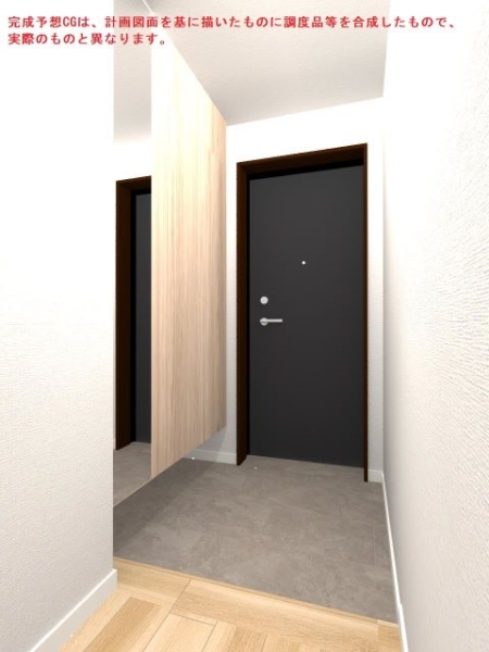 鏡付きでお出かけ前の身だしなみ確認に便利な玄関収納