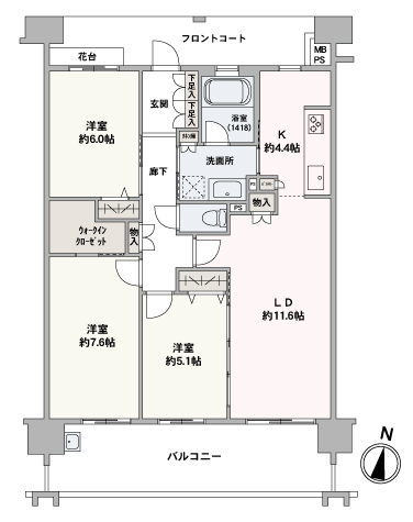 全居室に収納スペースがあるため、お子様の成長とともに増える荷物もすっきりと片付きそうです。洗面室は2方向より出入り可能で、家事動線・生活動線が考慮されています。